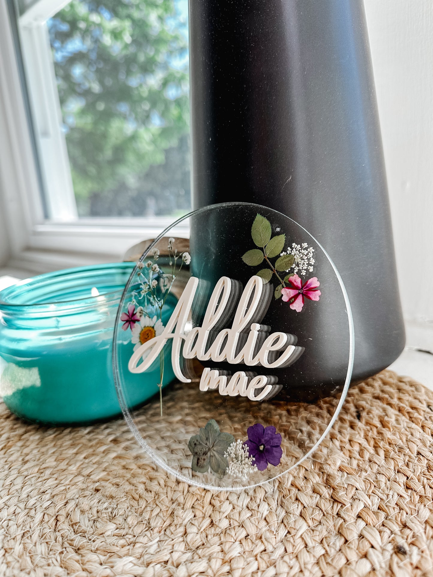 Dried Floral Name Sign