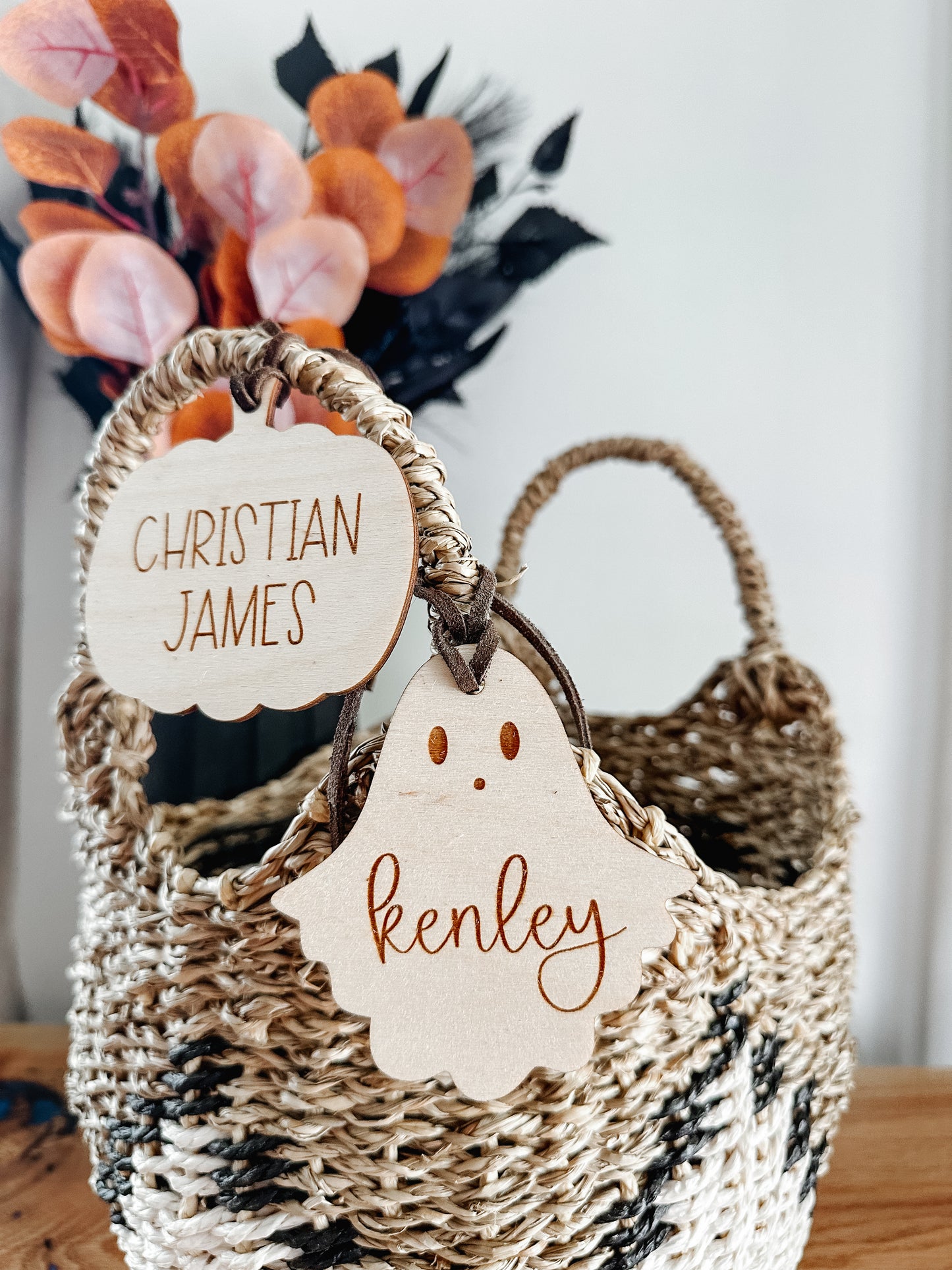 Wood Boo Basket Tag